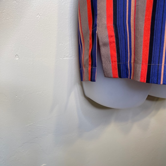 LC | VTG Retro Disco Dolaman Long Sleeve Allover Stripe Button Front Blouse - Picture 10 of 17